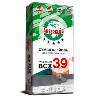 Суміш клейова для теплоізоляції ANSERGLOB ВСХ 39 25 кг
